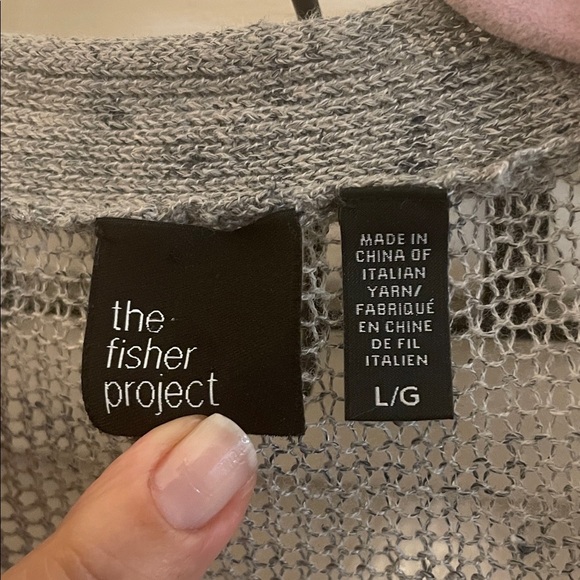 The Fisher Project Long Button Down Chic Heather Gray Open Front Cardigan - Picture 2 of 13